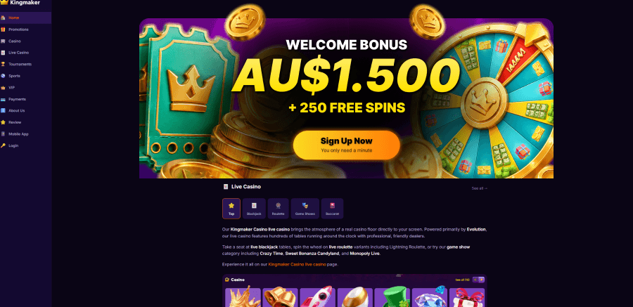 Betting Options and Experience at Kingmaker Casino UK Site